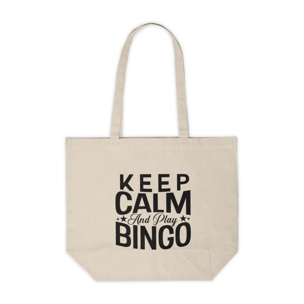 Keep Calm and Play Bingo Custom Canvas Tote Bag